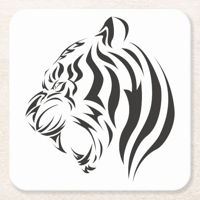 Tiger Face Rechteckiger Pappuntersetzer (Vorderseite)