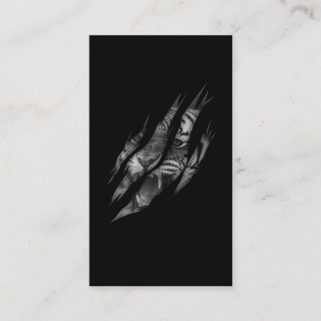 Tiger Face Torn Claw Wild Safari Tier Visitenkarte (Vorderseite)