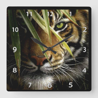 Tiger Face Wildlife Clock Quadratische Wanduhr