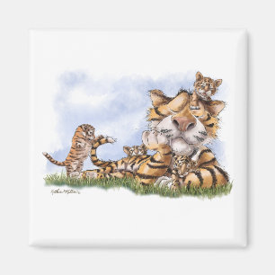 Tiger-Familien-Cartoon Magnet