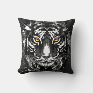 Tiger   Farbenfrohe Tiger Zeichnend   Schwarzweiß  Kissen