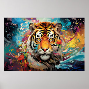 Tiger farbenfroher Tierzauber Poster