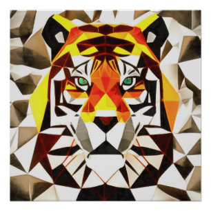 Tiger Fearful Symmetry Geometric Art Poster