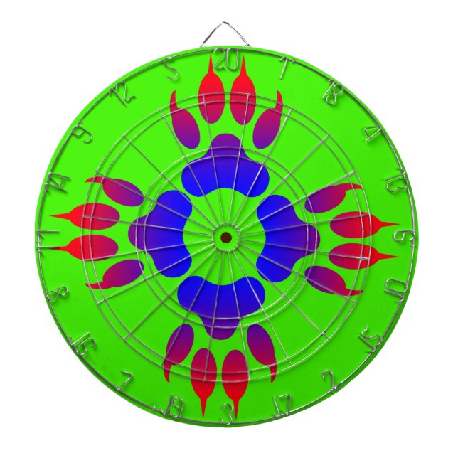 Tiger Feet Print Metal Cage Green Dartboard Dartscheibe (vorne)