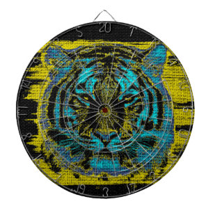 Tiger-Feinbild auf Burlap Rustik Jute #2 Dartscheibe