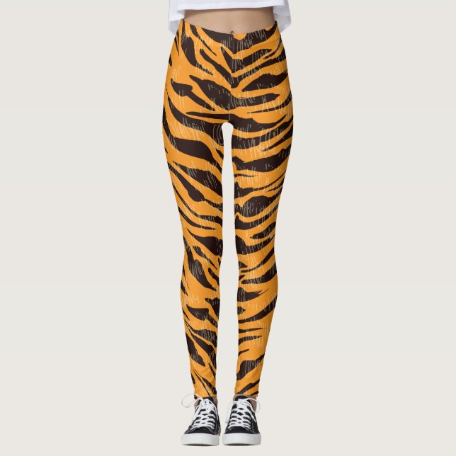 Tiger-Fell, Tiger-Haut, Tierhautmuster Leggings (Vorderseite)