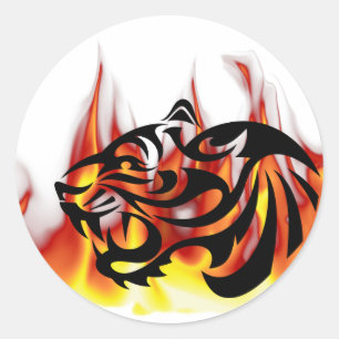 Tiger-Feuer Runder Aufkleber