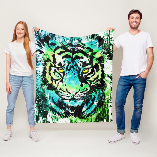 Tiger Fleece Blanket - farbenfrohe Tiger Eyes (Beispiel)