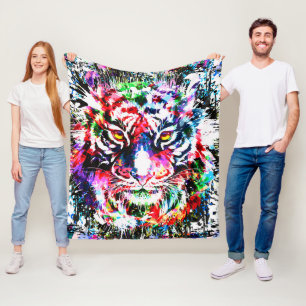 Tiger Fleece Blanket Farblich Abstrakte Kunst