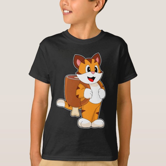 Tiger Fleisch Backpack T-Shirt (Vorderseite)