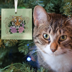 Tiger Floral Henna Botanische Blumen Grün Ornament Aus Glas