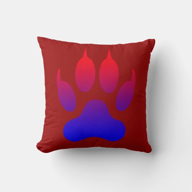 Tiger Foot Print Maroon Throw Kissen (Vorderseite)