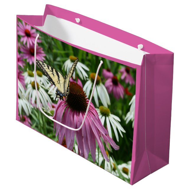 Tiger Frack Butterfly Conflower Geschenktasche Große Geschenktüte (Vorderseite Schrägansicht)