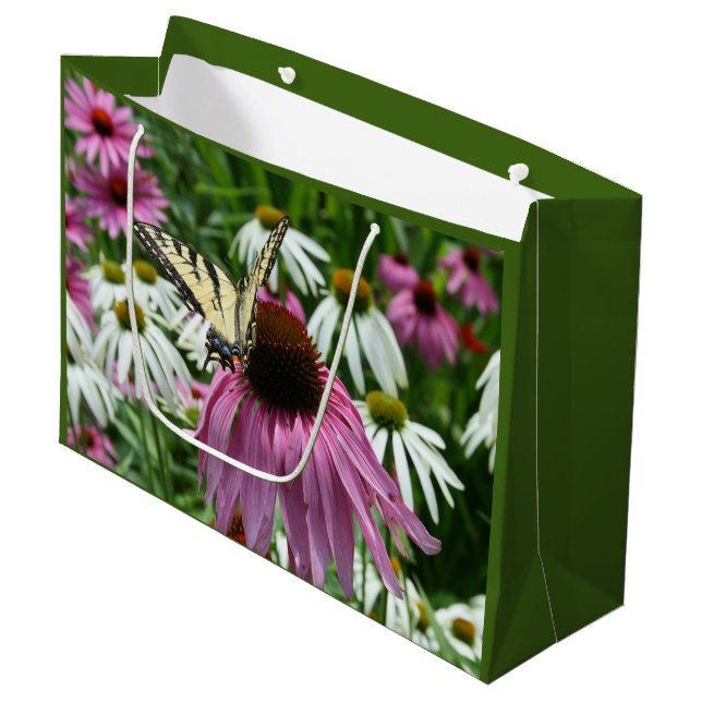 Tiger Frack Butterfly Conflower Geschenktasche Große Geschenktüte (Vorderseite Schrägansicht)