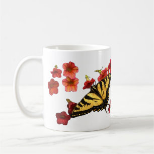 Tiger Frack Butterfly mit roten Blume Kaffeetasse
