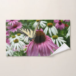 Tiger Frack Schmetterling auf Blumen Handtuch