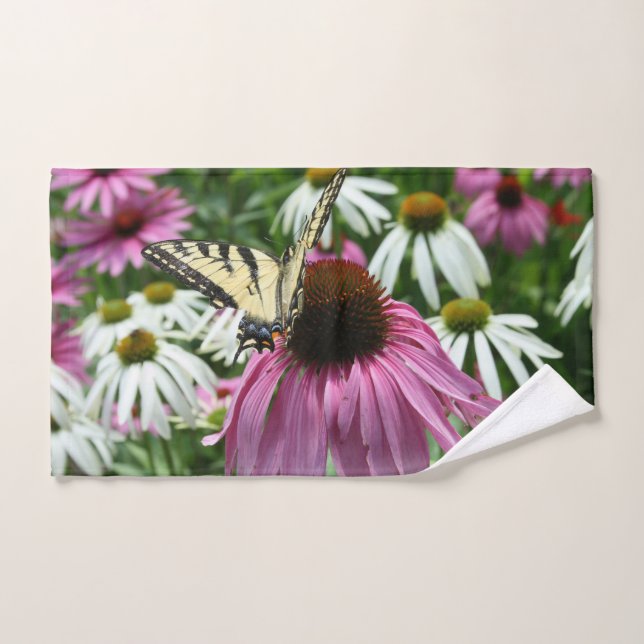 Tiger Frack Schmetterling auf Blumen Handtuch (Handtuch)