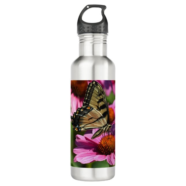 Tiger-Frack-Schmetterling Edelstahlflasche (Vorderseite)