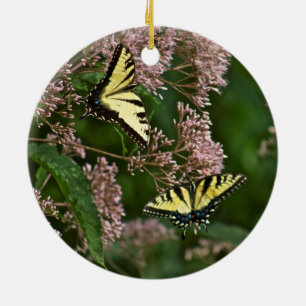 Tiger-Frack-Schmetterlinge auf Joe Pye Weed Keramik Ornament