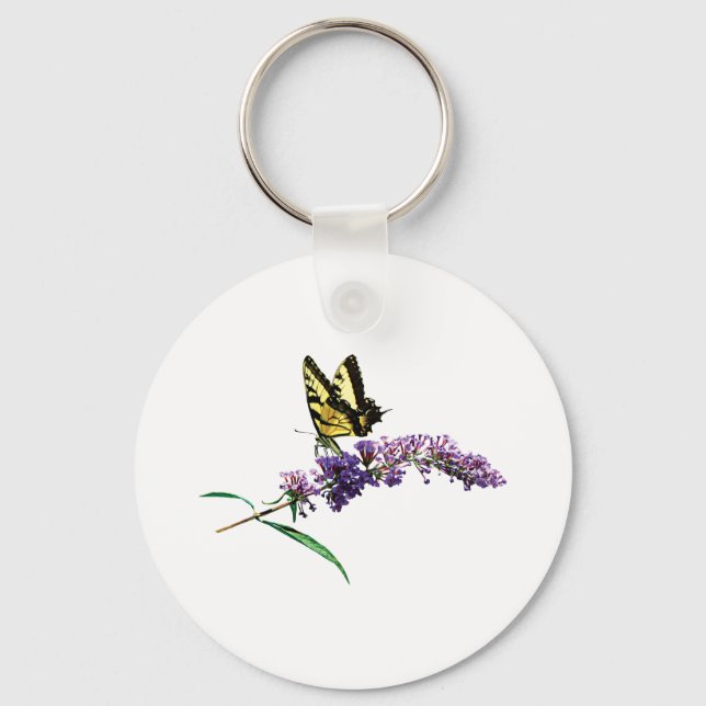 Tiger-Frack über den Lila Schmetterling Bush Schlüsselanhänger (Vorderseite)