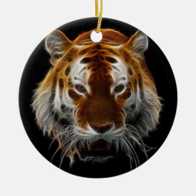 Tiger-Fraktal Keramikornament (Vorne)