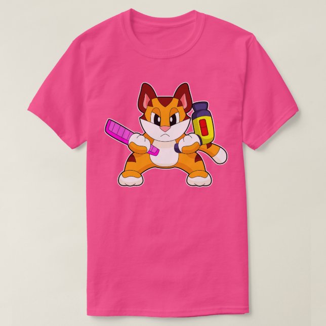 Tiger Friseur Comb Haartrockner T-Shirt (Design vorne)