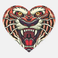 Tiger Full Face Oldschool Tattoo Sticker