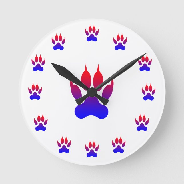 Tiger Fußabdruck Wanduhr (Vorderseite)