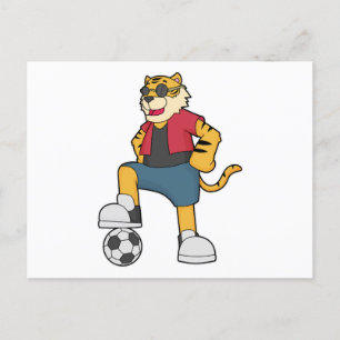 Tiger Fußballspieler Fußball Postkarte