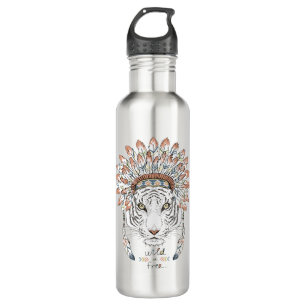 Tiger-gebürtiger Ureinwohner-Leiter Edelstahlflasche