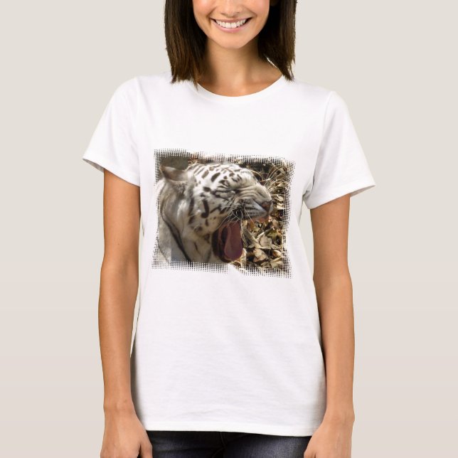 Tiger-Gegähne-Damen-angepasster T - Shirt (Vorderseite)