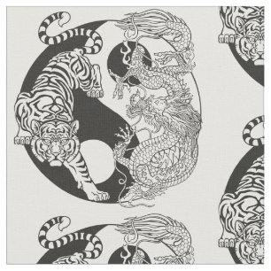 Tiger gegen chinesischer Drache im Yin-Yang  Stoff