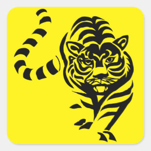 Tiger gelb quadratischer aufkleber