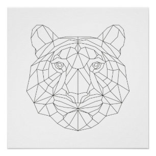 Tiger-geometrischer Schwarz-weißer moderne Poster
