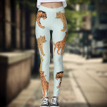 Tiger, Geparden und Leopard Leggings<br><div class="desc">Tiger-, Geparden- und Leopardenzeichnungen vor einem sehr hellen, türkisfarbenen Hintergrund.</div>