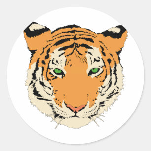 Tiger-Gesicht/Kopf Runder Aufkleber