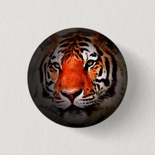 Tiger-Gesicht Motivationskunstwerk Button