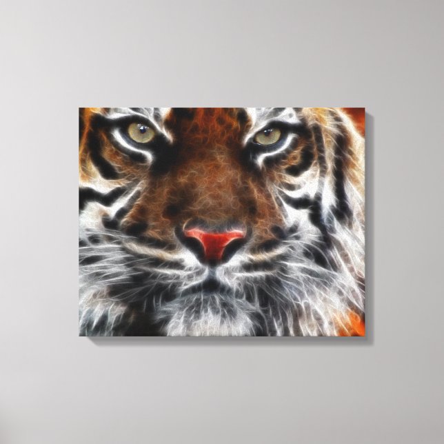 Tiger-Gesicht Nah ummantelte Canvas Leinwanddruck (Vorderseite)