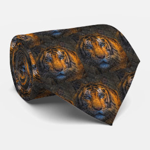 Tiger-Gesicht Schwarz Krawatte