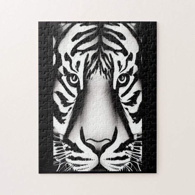 Tiger Gesicht Schwarz-weiße Streifen (Vertikal)