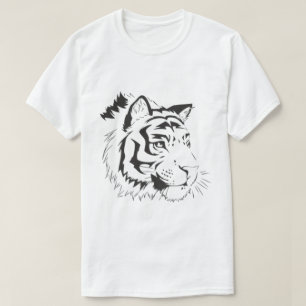 Tiger-Gesicht, Tiger-Gesicht-Silhouetten, schwarz  T-Shirt