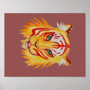 Tiger-Gesicht Zeichnend Werteplakatpapier (Matte) Poster