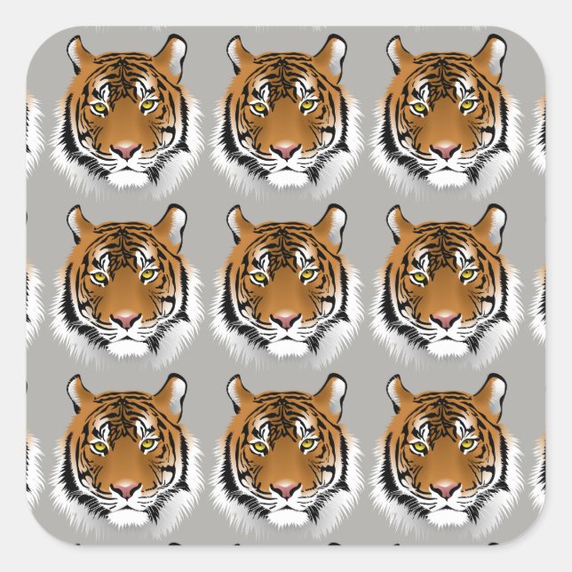Tiger-Gesichtskleber Quadratischer Aufkleber (Vorderseite)