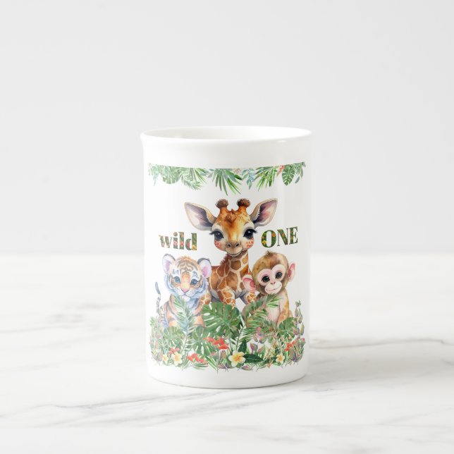 Tiger Giraffe Affe Wilde Eins Prozellantasse (Vorderseite)