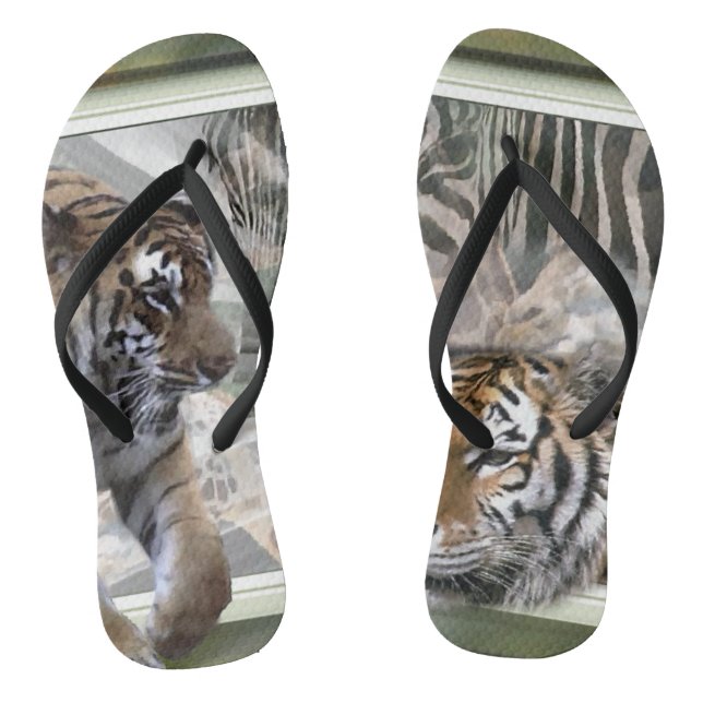 Tiger Giraffe Zebra Lovers Flip Flops (Fußbett)