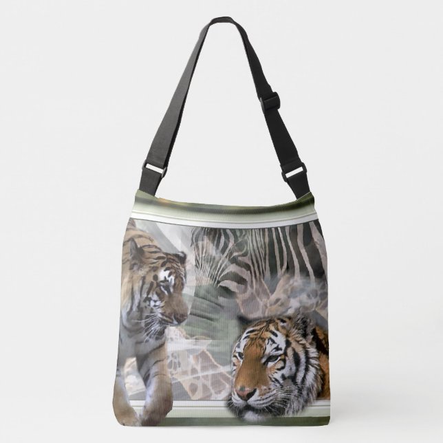 Tiger Giraffe Zebra Lovers Tragetaschen Mit Langen Trägern (Vorderseite)