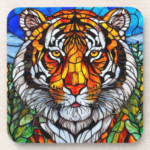 Tiger Glasmalerei Getränkeuntersetzer