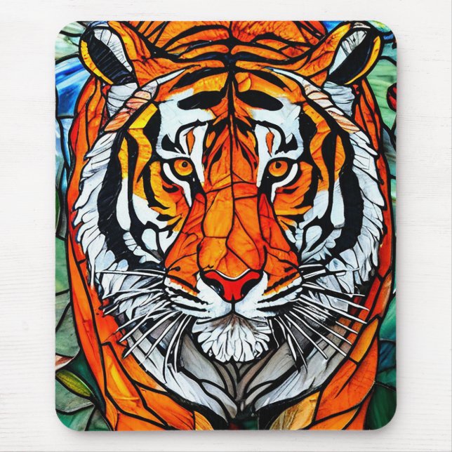 Tiger Glasmalerei Mousepad (Vorne)