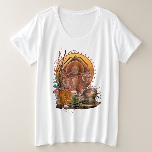 "TIGER GLORY" Malayan Tiger Große Größe T-Shirt (Design vorne)