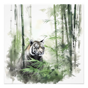 Tiger Green Bamboo Forest Fotodruck